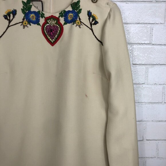 GUCCI Women's $4300 Ivory Embroidered Cady Crepe Wool-Blend Dress sz 42 NWD - Picture 5 of 12